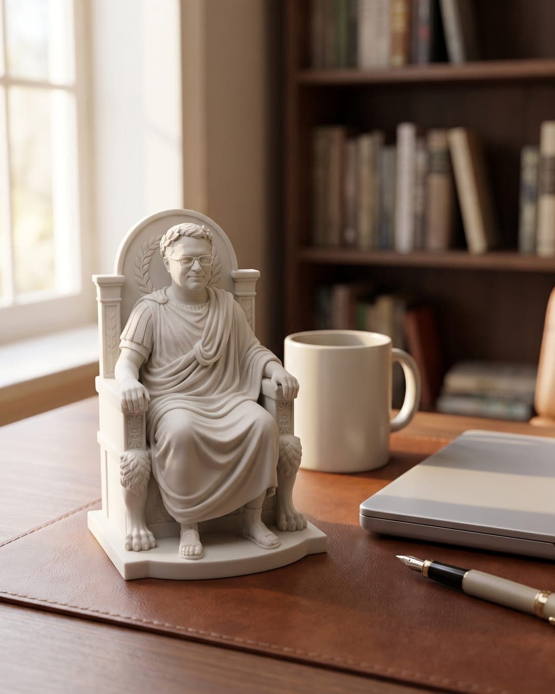A throne statue on a desk