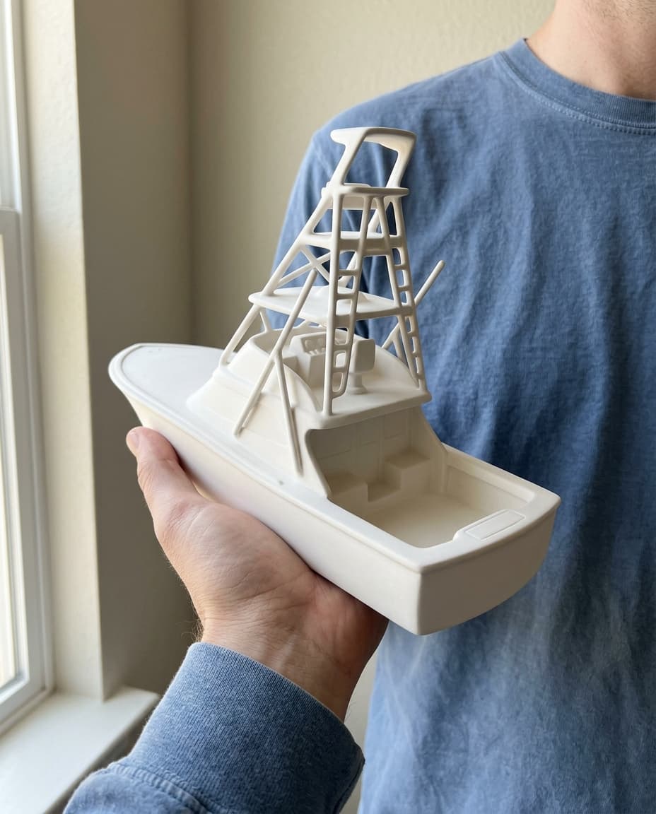 In the house, for the half of the year the boat is not in the water.